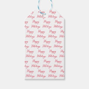 Festive Happy Holidays Cursive Script Gift Tag