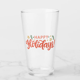 Festive Happy Holidays Design Glass