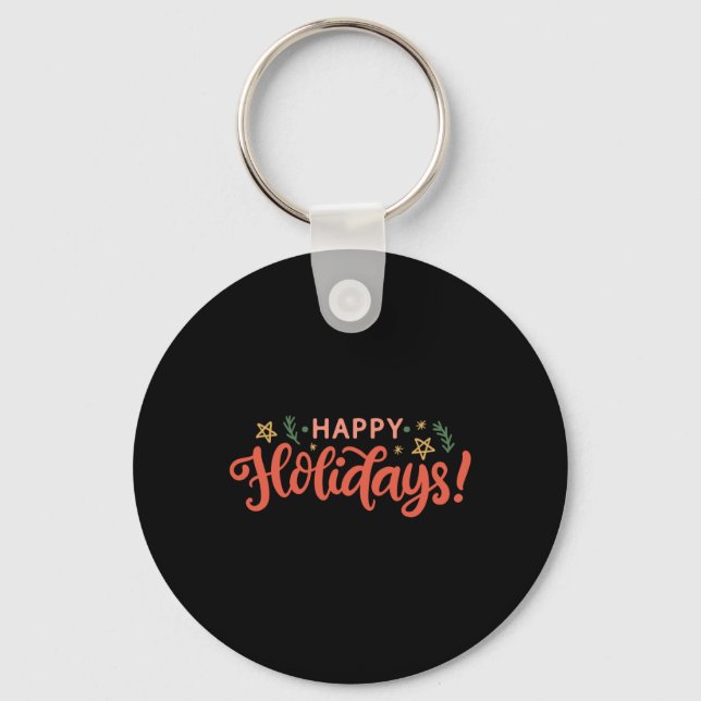 Festive Happy Holidays Design Toddler T Shirt  Key Ring (Front)
