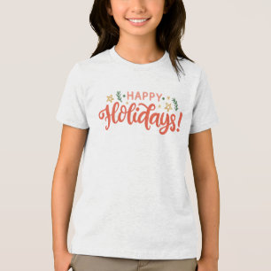 Festive Happy Holidays Design Tri-Blend Shirt