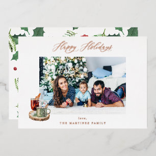 Festive Happy Holidays Photo - Holly