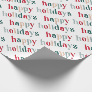 Festive Happy Holidays Red & Green design  Wrapping Paper