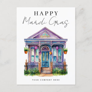 Festive Happy Mardi Gras House Realty Holiday Postcard