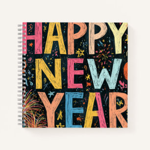 Festive Happy New Year Chalk Work Notebook