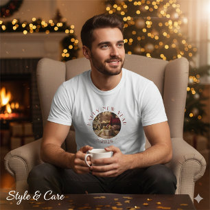 Festive Happy New Year Custom Photo Text Party T-Shirt