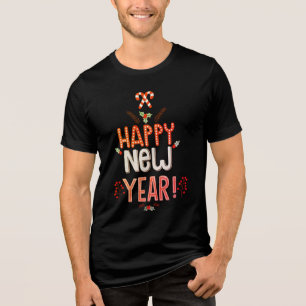 Festive Happy New Year Holidays Tri-Blend Shirt
