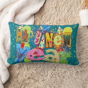 Festive Happy New Year Lumbar Cushion