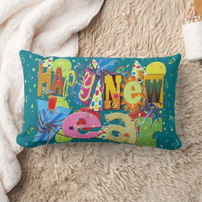 Festive Happy New Year Lumbar Cushion (Blanket)