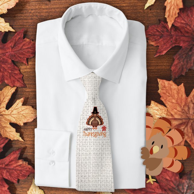 Festive Happy Thanksgiving Pilgrim Turkey Tie (Festive Happy Thanksgiving Pilgrim Turkey Neck Tie)