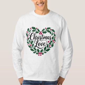 Festive Heart-Shaped Wreath 'Christmas Love' T-Shi T-Shirt