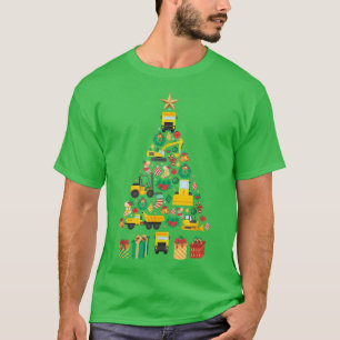 Festive Heavy Machinery Xmas Tree Design T-Shirt