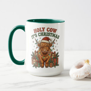 Festive Highland Cow Christmas Celebration Mug