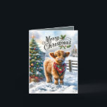 Festive Highland cow Country Christmas Holiday Card<br><div class="desc">Festive Highland cow Country Christmas Holiday Card</div>