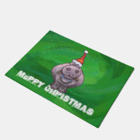 Festive Hippo On Green
