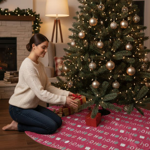 Festive Ho Ho Ho Chic Christmas Holiday Brushed Polyester Tree Skirt