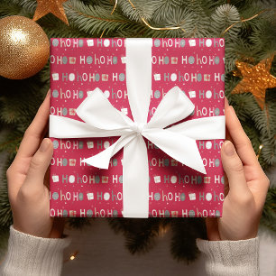 Festive Ho Ho Ho Chic Christmas Holiday Wrapping Paper