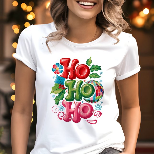 Festive Ho Ho Ho Disco Christmas Tri-Blend Shirt (Creator Uploaded)