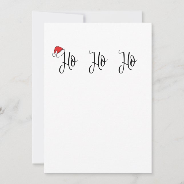 Festive "Ho Ho Ho" Santa Hat Christmas Holiday  Card (Front)
