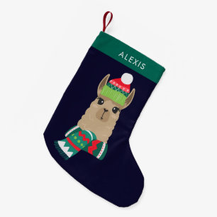 Festive Holiday Alpaca Personalised Small Christmas Stocking