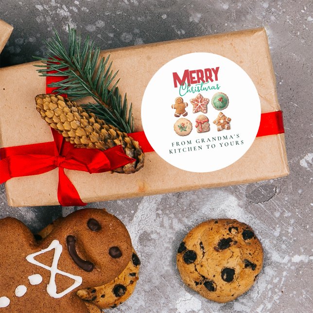 Festive Holiday Baking Party Christmas Cookies  Classic Round Sticker (Creator Uploaded)