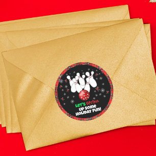 Festive Holiday Bowling  Classic Round Sticker