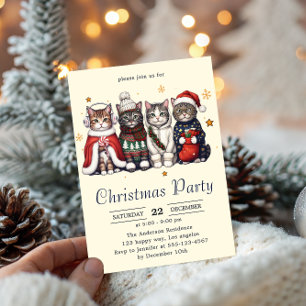 Festive Holiday Cat Cute Christmas Cats Party Invitation