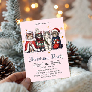 Festive Holiday Cat Cute Christmas Cats Party Invitation