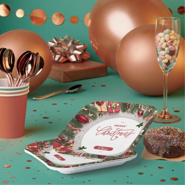 Festive Holiday Celebration Party Design Paper Plate (Multi)