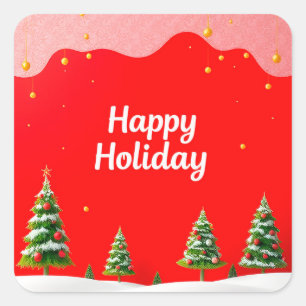 Festive Holiday Celebration with Christmas Trees Square Sticker