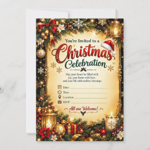 Festive Holiday Cheer & Merry Christmas Design Invitation