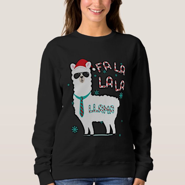 Festive Holiday Christmas Cute Llama Animal Sweatshirt (Front)