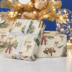 Festive Holiday Christmas Gifts Wrapping Paper