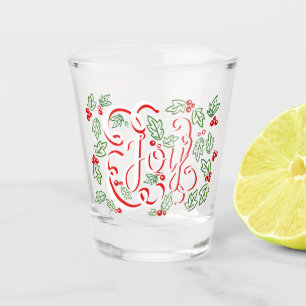 Festive Holiday Christmas JOY Script Shot Glass