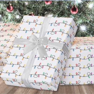 Festive Holiday Christmas Lights Wrapping Paper