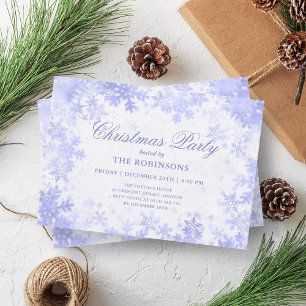 Festive Holiday Christmas Navy Blue Snowflakes Invitation