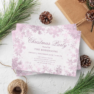 Festive Holiday Christmas Rose Gold Snowflakes Invitation