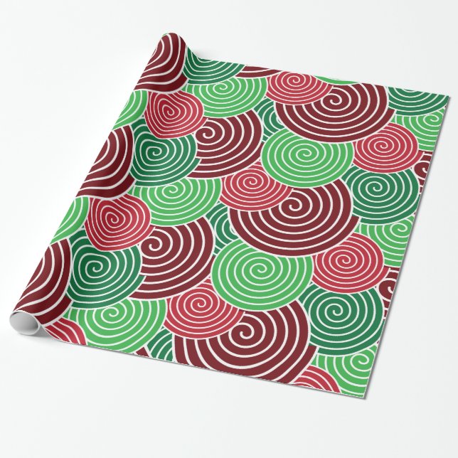 Festive Holiday Christmas Spiral Pattern Gift Wrap (Unrolled)