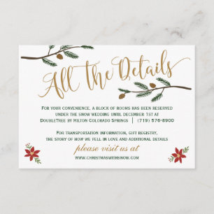 Festive Holiday Christmas Wedding Detail Card