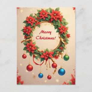 Festive Holiday Christmas Wreath 🎄✨Elegant Postcard
