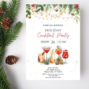 Festive Holiday Cocktail Party Christmas  Invitation