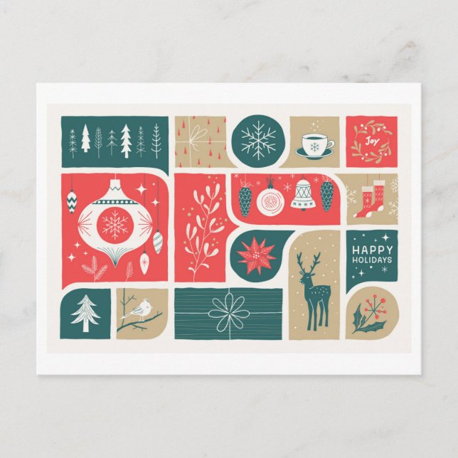 Festive Holiday Collage Postcard (Front)