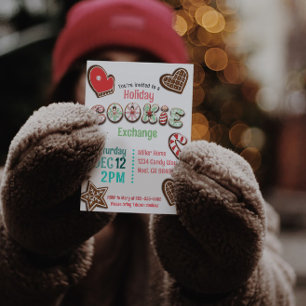 Festive Holiday Cookie Exchange - Gingerbread Invitation