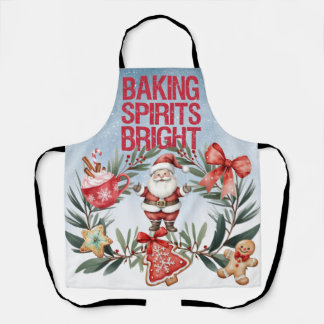 Festive Holiday Cookies & Santa Kitchen Apron