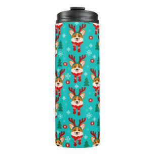 Festive Holiday Corgi Dog Thermal Tumbler