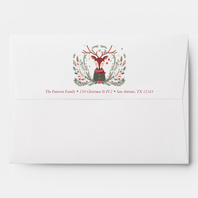Festive Holiday Deer Envelope (Back (Top Flap))