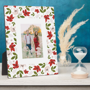 Festive Holiday Floral in White Plaque