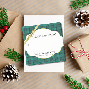 Festive Holiday Gift Tag Teal Green Tartan Post-it Notes