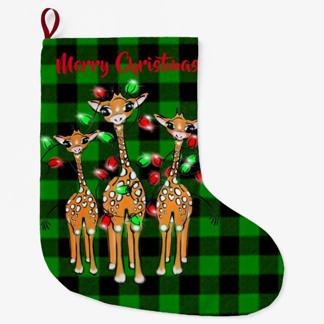 Festive Holiday Giraffe | Merry Christmas  Large C Stocking (Front)
