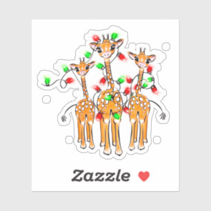 Festive holiday giraffes   red green twinkle light