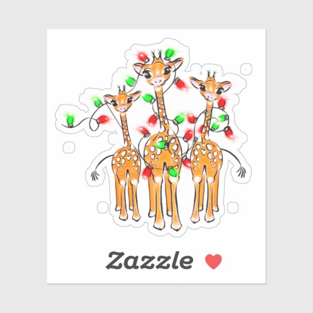 Festive holiday giraffes | red green twinkle light (Sheet)